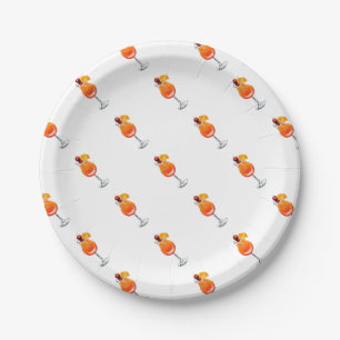 Watercolor Tequila Sunrise Cocktail Paper Plates