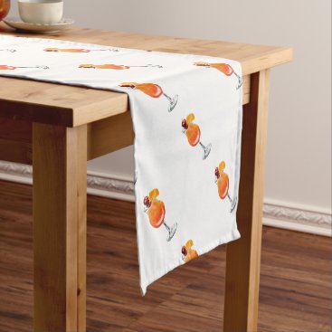 Watercolor Tequila Sunrise Cocktail Short Table Runner
