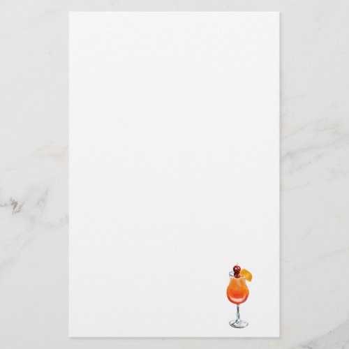 Watercolor Tequila Sunrise Cocktail Stationery