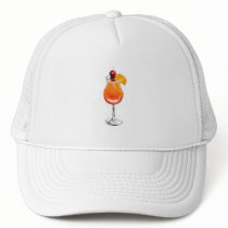 Watercolor Tequila Sunrise Cocktail Trucker Hat