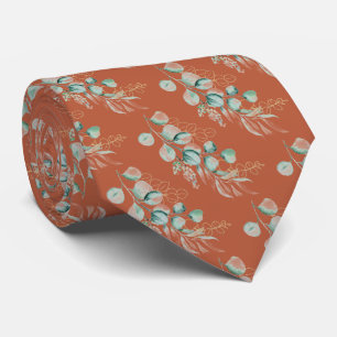 Watercolor Terracotta Eucalyptus Greenery Pattern  Neck Tie