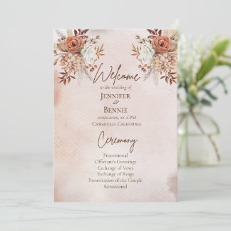 Watercolor Terracotta Fall Bohemian Boho Floral Program