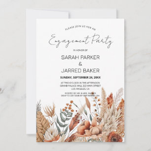 Watercolor Terracotta Flowers Engagement Invitation