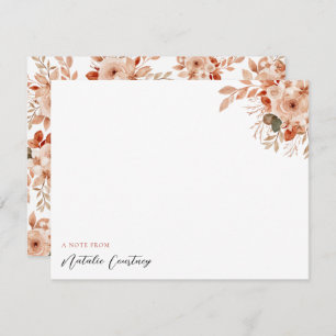 Watercolor Terracotta Flowers Foliage Script Note