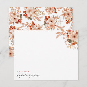 Watercolor Terracotta Flowers Foliage Script  Note Card