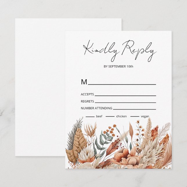 Watercolor Terracotta Flowers RSVP Card (Front/Back)