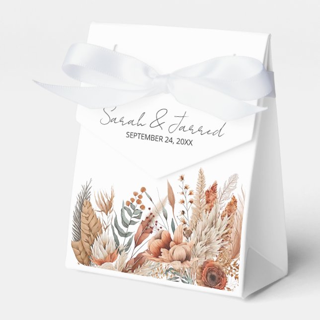 Watercolor Terracotta Flowers Wedding Favor Boxes (Front Side)