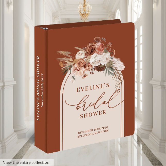 Watercolor Terracotta Pampas Sage Bridal Shower 3 Ring Binder (Watercolor Terracotta Pampas Sage Bridal Shower 3 ring binder)