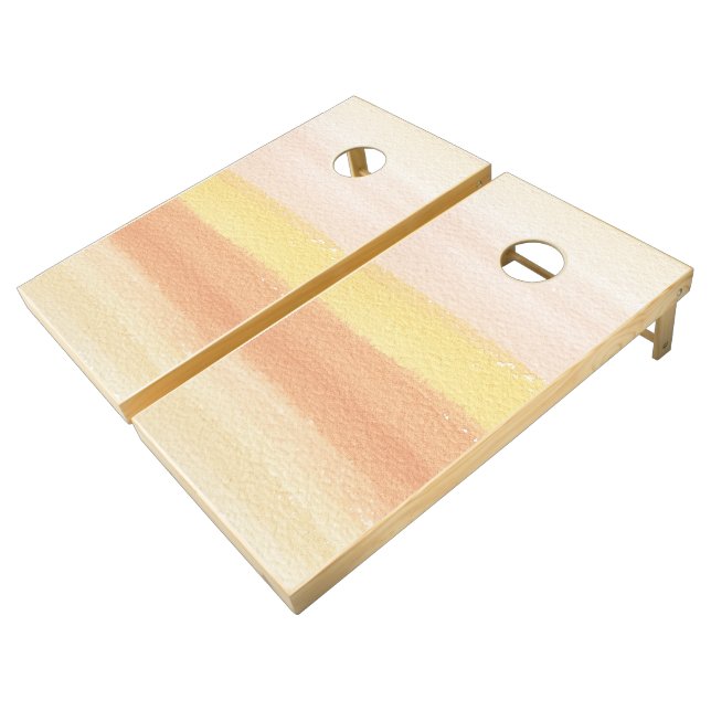 Watercolor Terracotta Sunset Tones Cornhole Set (Angled)
