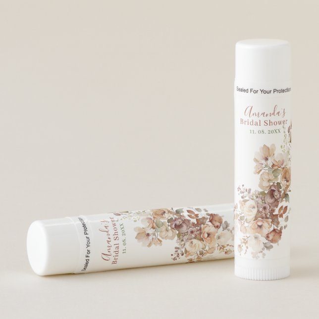  Watercolor Terrccota flowers  Fall in Love Bridal Lip Balm (Front)