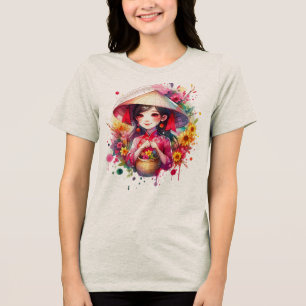 Watercolor Tet Girl Tri-Blend Shirt