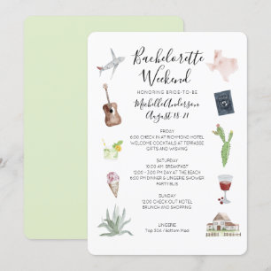 Watercolor Texas Bachelorette Weekend Itinerary Invitation