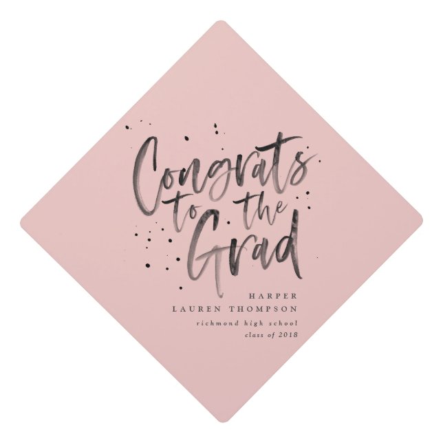 watercolor text graduation cap board. (Front)