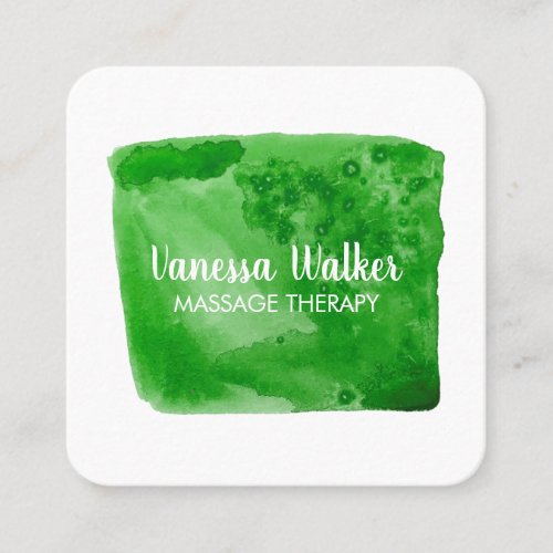 Watercolor Texture Colorful Square Green Square Business Card