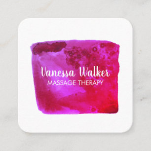 Watercolor Texture Colorful Square Hot Pink Square Business Card