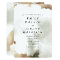 Watercolor Texture Grey Marble Wedding Invitation