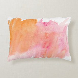 Watercolor texture pink orange accent pillow