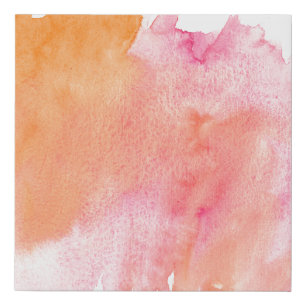 Watercolor texture pink orange faux canvas print