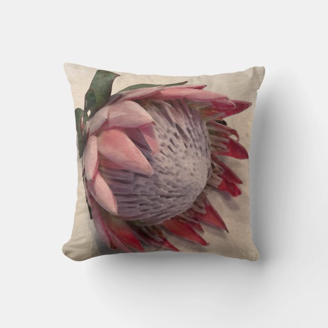 Watercolor Texture Protea Pillow Variant sizes (Front)