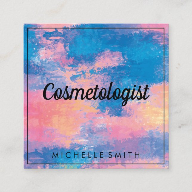 Watercolor Texture Square Business Card (Front)