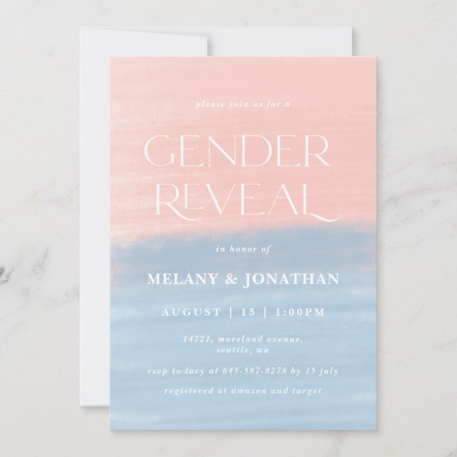 Watercolor Textured baby shower Pink Blue  Invitation (Front)