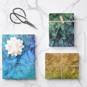 Watercolor Textured Blue Green Rainbow Wrapping Paper Sheets