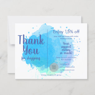 Watercolor Thank You For Shopping Discount Card
