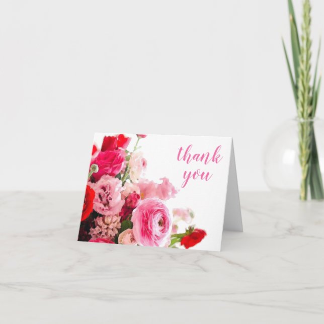 Watercolor Thank You Hand Script Roses Template (Front)