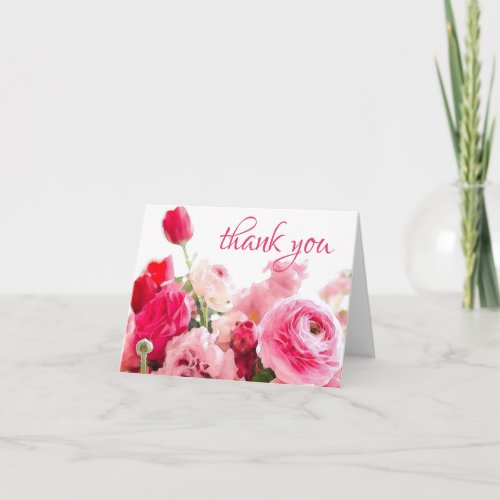 Watercolor Thank You Hand Script Roses Template