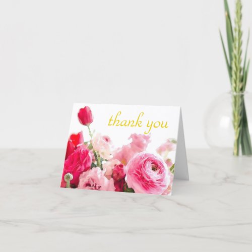 Watercolor Thank You Handwritten Script Roses