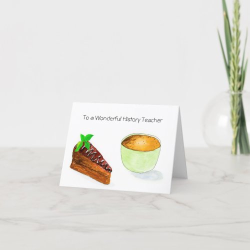 Watercolor Thank You History Teacher Card