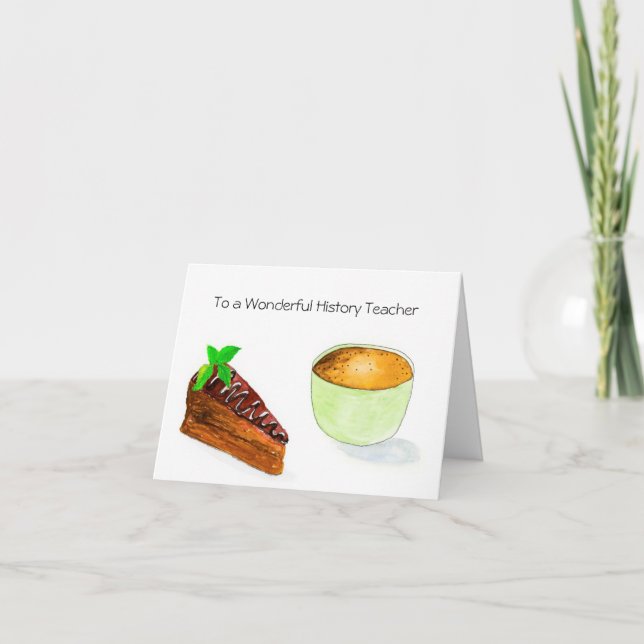 Watercolor Thank You History Teacher Card (Front)