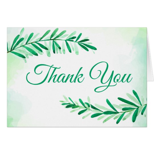 Watercolor Thank You Leaves Greenery Boho Leaf 