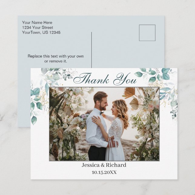 Watercolor Thank You PHOTO Postcard (Front/Back)