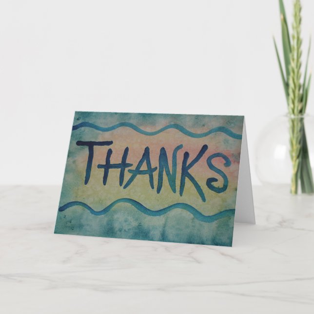 Watercolor Thanks Thank You Card (Front)