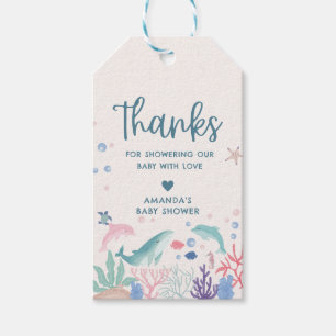 Watercolor Thanks Under the Sea Baby Shower Gift Tags