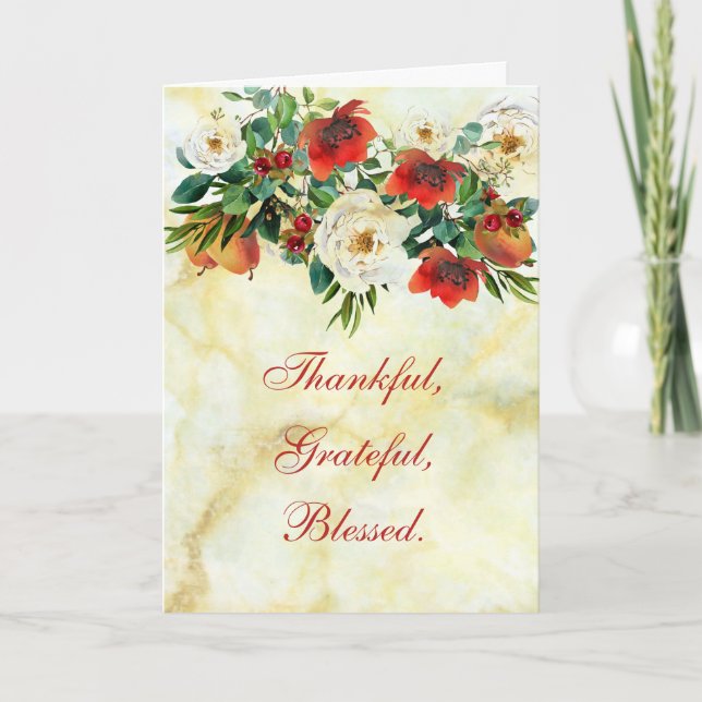 Watercolor Thanksgiving Bouquet Greeting Card (Front)