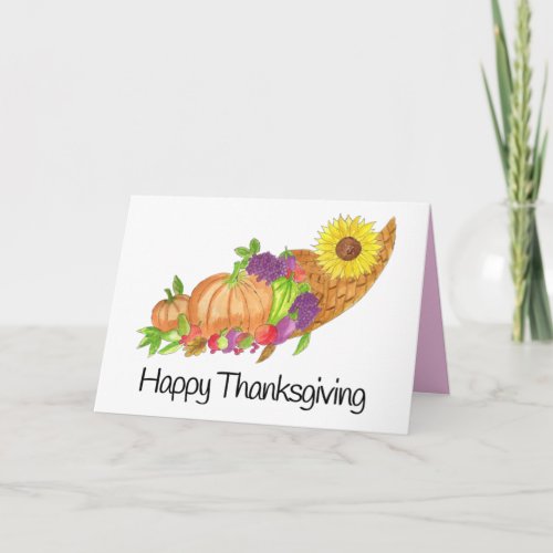 Watercolor Thanksgiving cornucopia Card