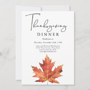 Watercolor Thanksgiving Dinner Invitation