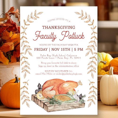 Watercolor Thanksgiving Faculty Potluck Invitation