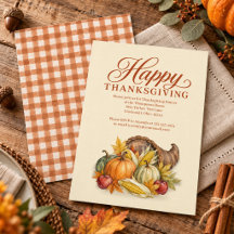 Watercolor Thanksgiving Fall Cornucopia 