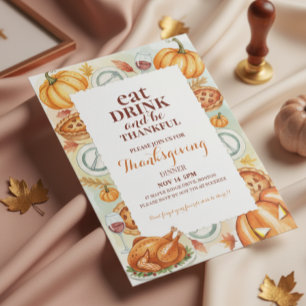 Watercolor Thanksgiving Feast Invitation