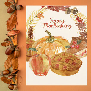 Watercolor Thanksgiving Feast Postcard