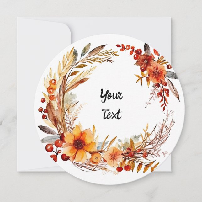 Watercolor Thanksgiving Frame Holiday Card (Front)