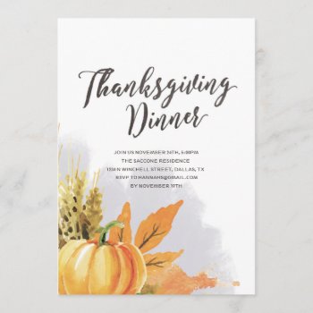 Watercolor Thanksgiving Invitation by OakHouseDesigns at Zazzle