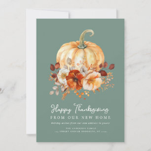 watercolor thanksgiving moving announcement card