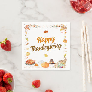 Watercolor Thanksgiving Napkins