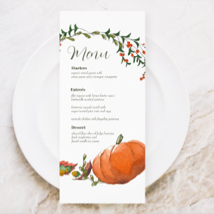 Watercolor Thanksgiving or Fall Wedding Menu Card