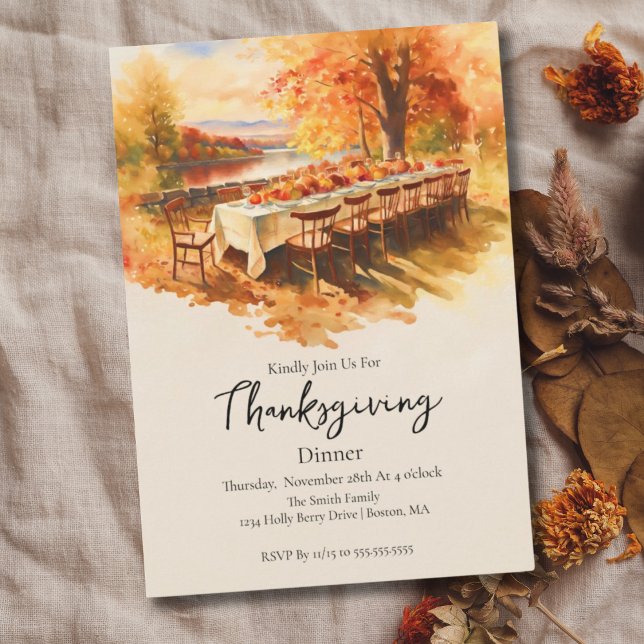 Watercolor Thanksgiving Outdoor Table Invitation (Creator Uploaded)