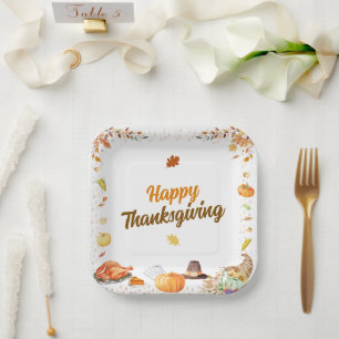 Watercolor Thanksgiving Paper Plates